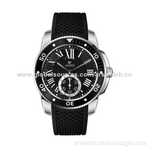 All Black Silicone Sports Watch for Men, Multifunction Movement
